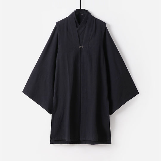 Unisex Asiatisch inspirierte Oversize-Kimono-Jacke mit Trompetenärmeln und kleinem Knebelverschluss Nord Taschen