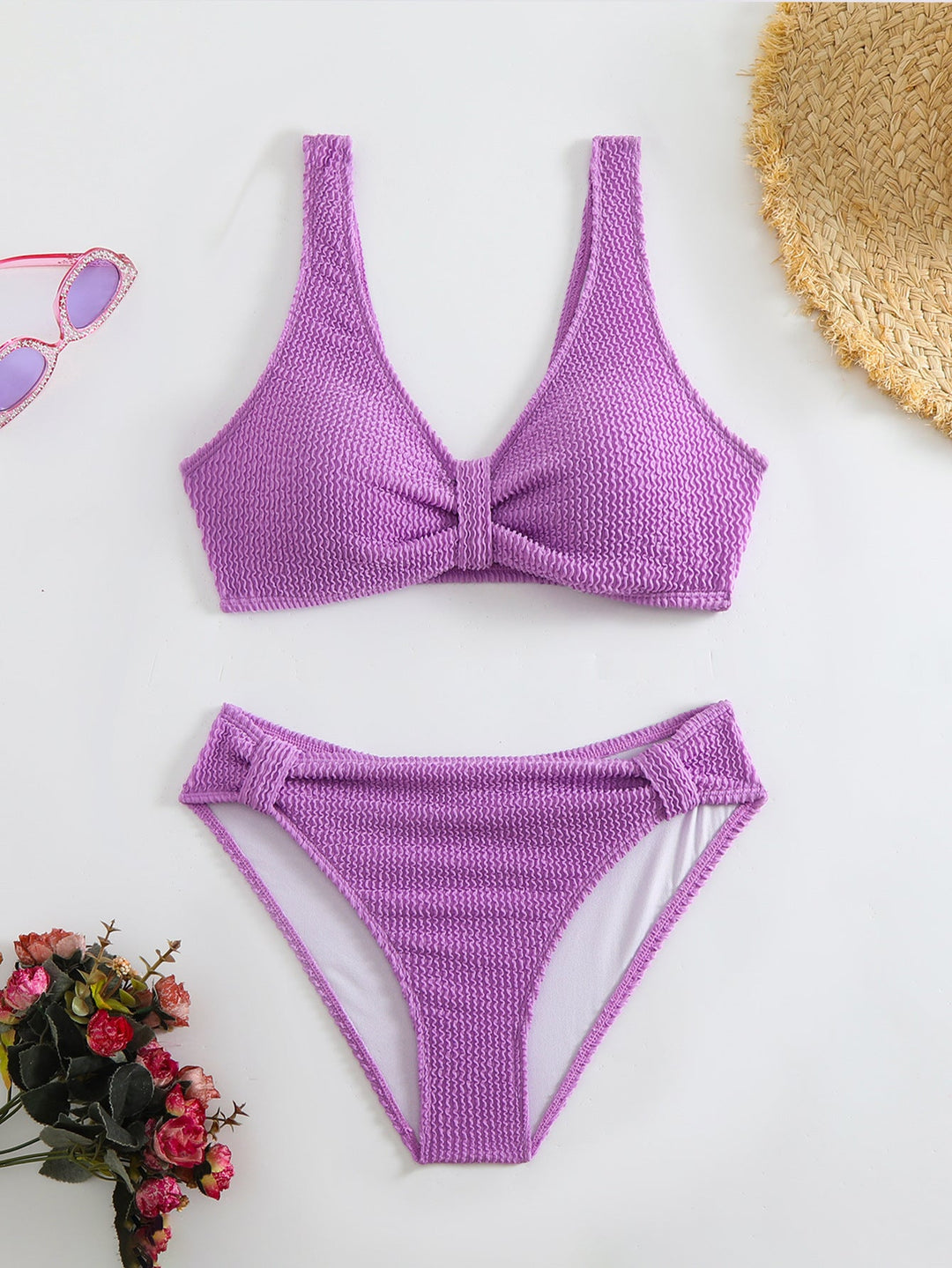 Damen Zweiteiliger Bikini mit verspieltem Wellenmuster