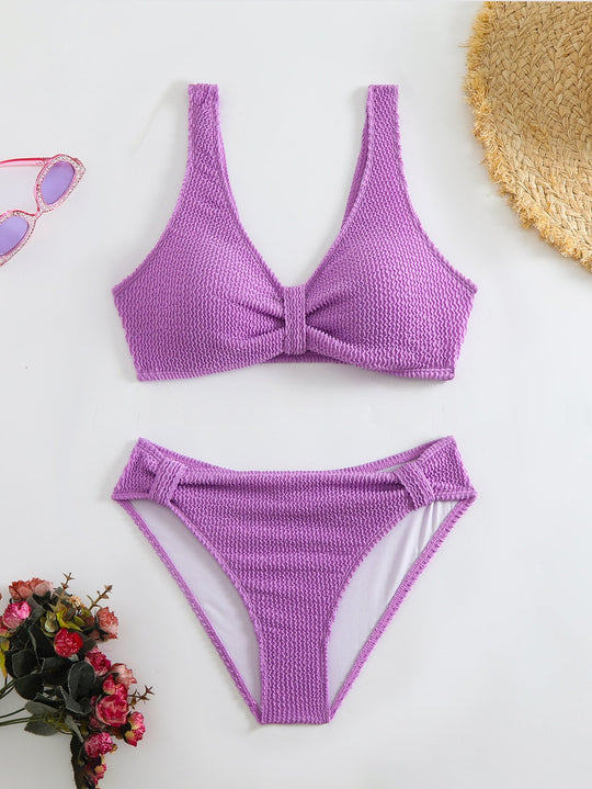 Damen Zweiteiliger Bikini mit verspieltem Wellenmuster
