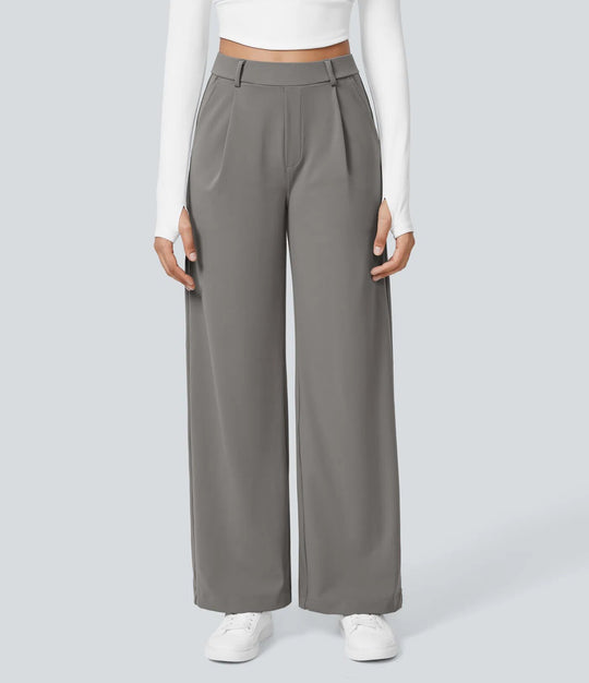 Damen Elegante High‑Waist Palazzo‑Hose mit vorderen Bundfalten und Eingrifftaschen Nord Taschen