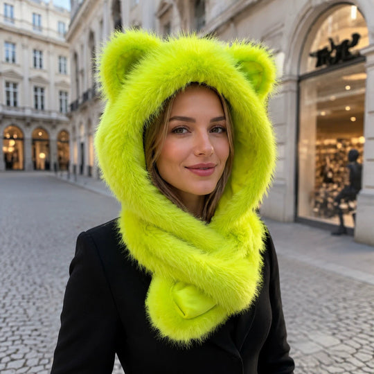 Damen Kapuzenstola mit Bärenohren und integriertem Schlauchschal Nord Taschen