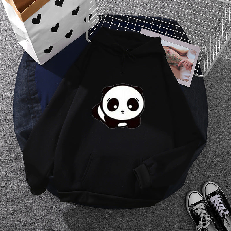 Damen nan kuscheliger Oversize-Kapuzenpullover im Streetwear-Cut mit Kängurutasche und niedlicher Panda-Motivstickerei Nord Taschen