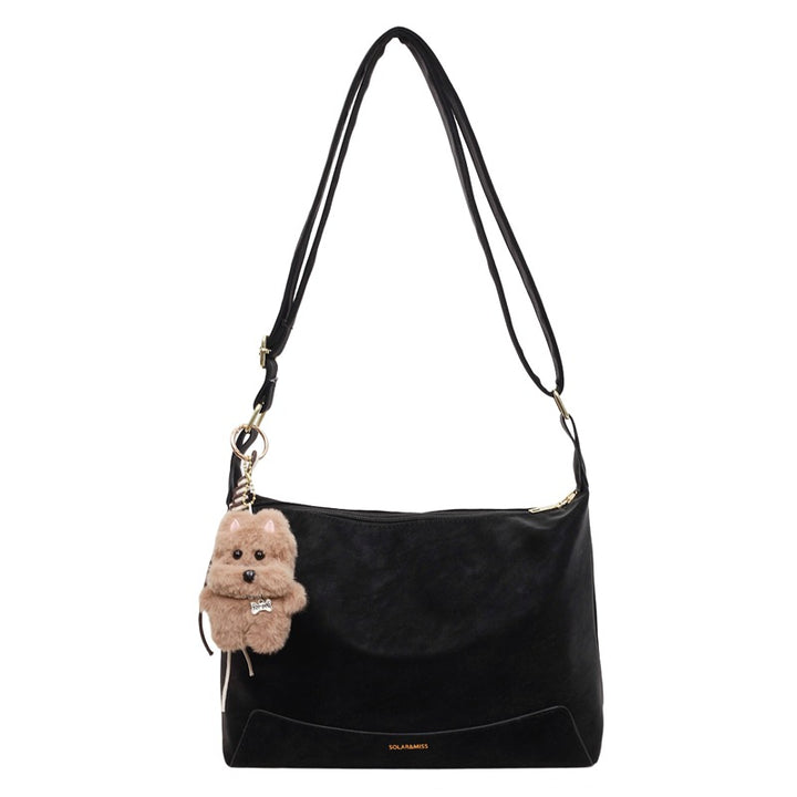 Damen Schultertasche mit abnehmbarem Plüschanhänger Nord Taschen