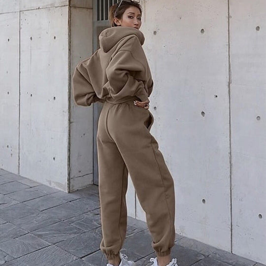 Damen Oversized Loungewear-Set aus French‑Terry mit Kapuze und High‑Waist Jogginghose Nord Taschen