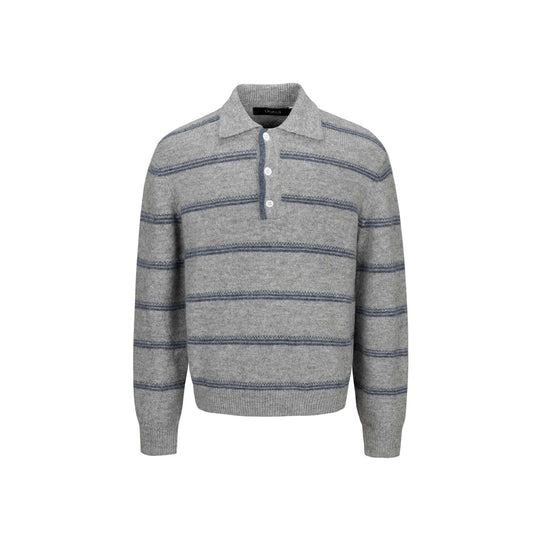 Herren Grobgestrickter Polokragenpullover mit Halbdruckknopfblende und Streifenstruktur Nord Taschen