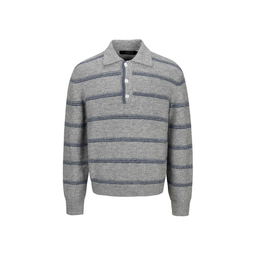 Herren Grobgestrickter Polokragenpullover mit Halbdruckknopfblende und Streifenstruktur Nord Taschen