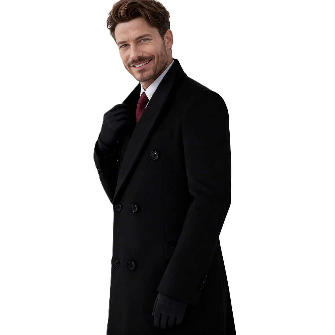 Herren Doppelreihiger City Mantel aus Wollmix mit taillierter Silhouette Nord Taschen