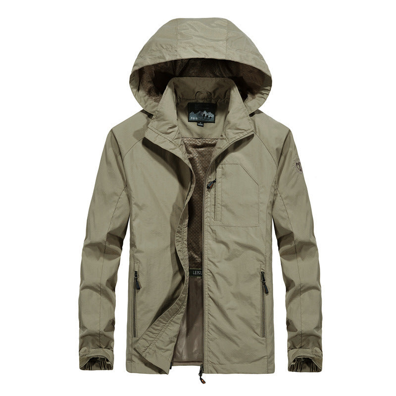 Herren Leichte windabweisende Softshell-Outdoorjacke mit Kapuze, Mesh-Futter und Multifunktionstaschen Nord Taschen
