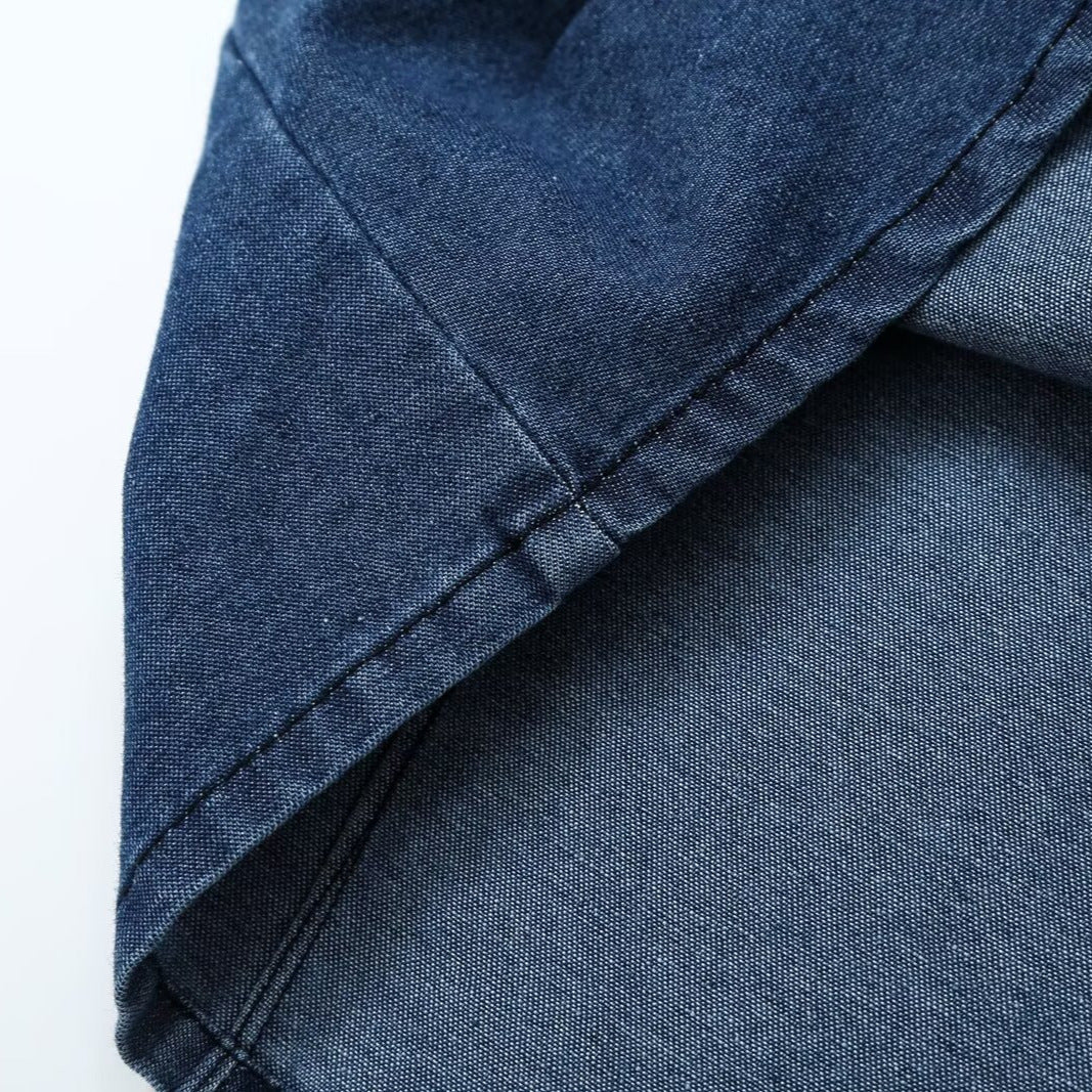 Damen Tailliertes Jeans-Top mit Schlüsselloch-Ausschnitt und durchgehender Knopfleiste Nord Taschen