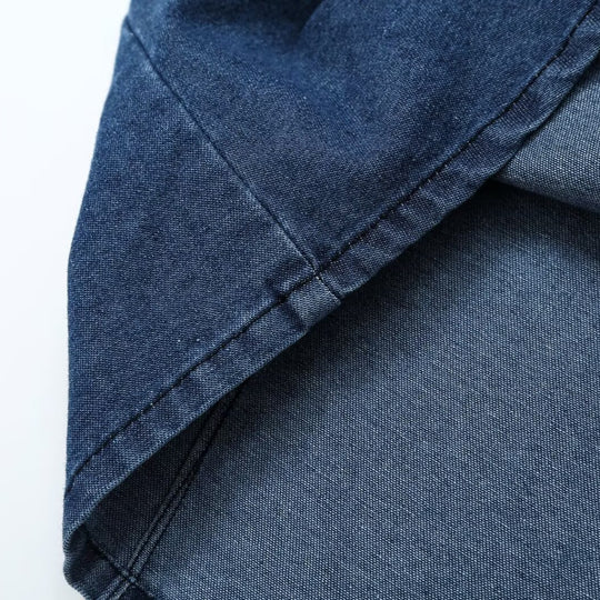 Damen Tailliertes Jeans-Top mit Schlüsselloch-Ausschnitt und durchgehender Knopfleiste Nord Taschen