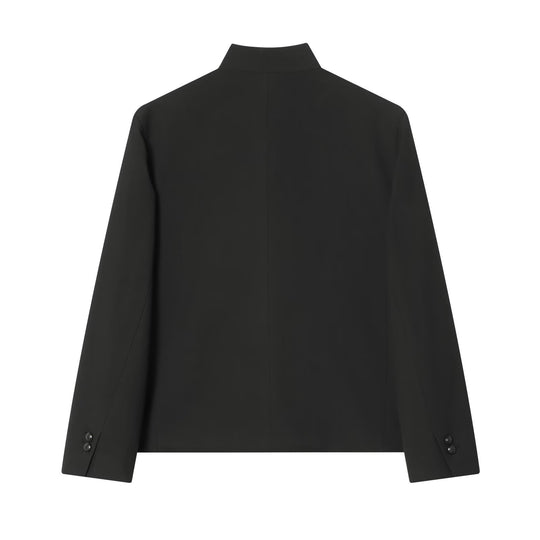 Damen Taillierter Kurzblazer mit Stehkragen und asymmetrischer Knopfleiste Nord Taschen