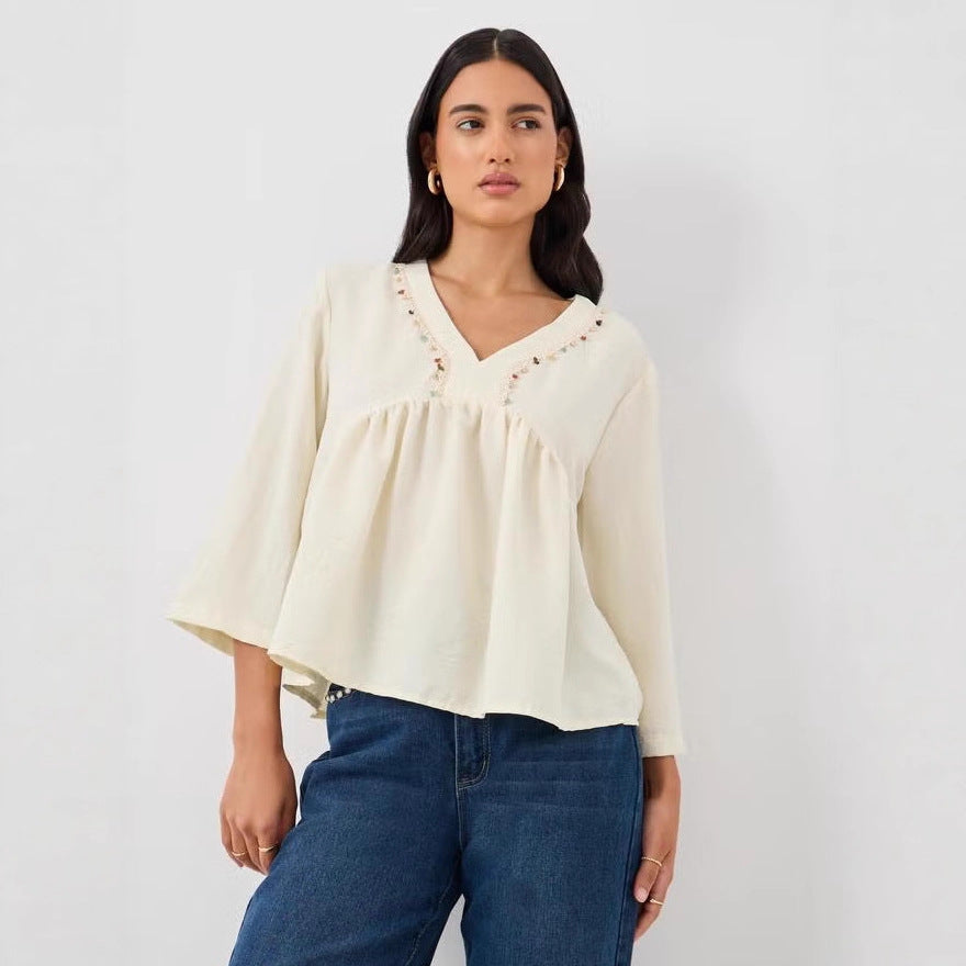 Damen Lockere Bluse mit eingearbeiteten Details Nord Taschen