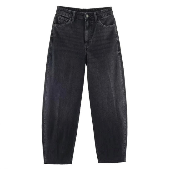 Damen Hochtaillierte Baggy-Jeans mit weitem Bein und klassischer Taschenlösung Nord Taschen