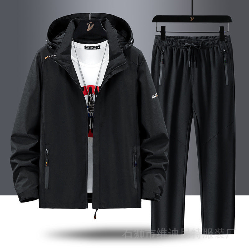 Herren Tragbare Outdoor-Jacke mit sportlichen Jogginghosen Nord Taschen