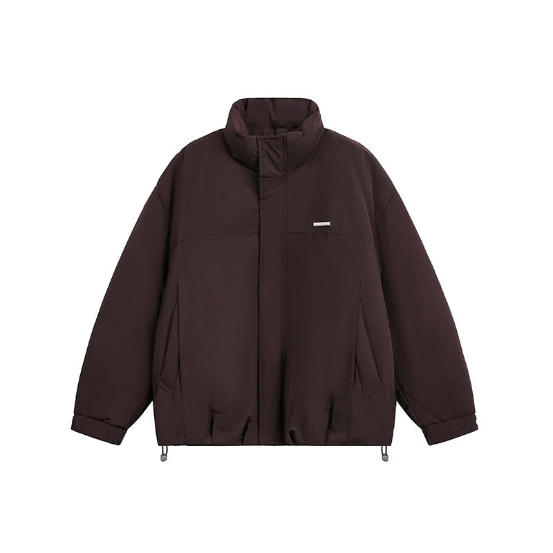 Herren Oversize Wattierte Blousonjacke mit Stehkragen und Tunnelzug Nord Taschen