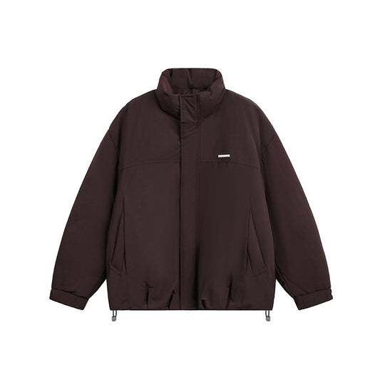 Herren Oversize Wattierte Blousonjacke mit Stehkragen und Tunnelzug Nord Taschen