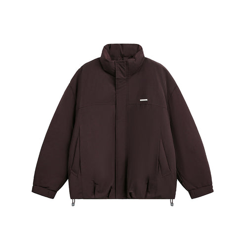 Herren Oversize Wattierte Blousonjacke mit Stehkragen und Tunnelzug Nord Taschen