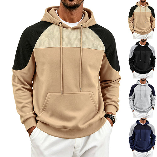 Herren Kapuzenpullover aus French Terry mit Waffelstruktur-Einsätzen und Kängurutasche Nord Taschen