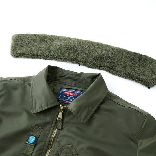 Herren Piloten‑Bomberjacke mit Teddykragen und multifunktionalen Organizer‑Taschen Nord Taschen