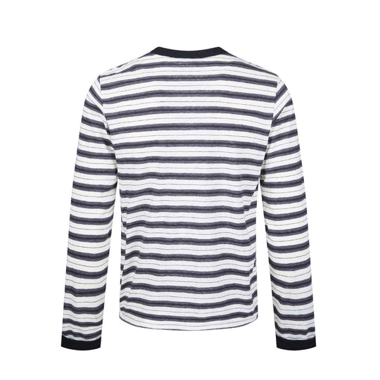 Herren Langarm-Henleyshirt mit gestreifter Struktur und Kontrastkragen Nord Taschen