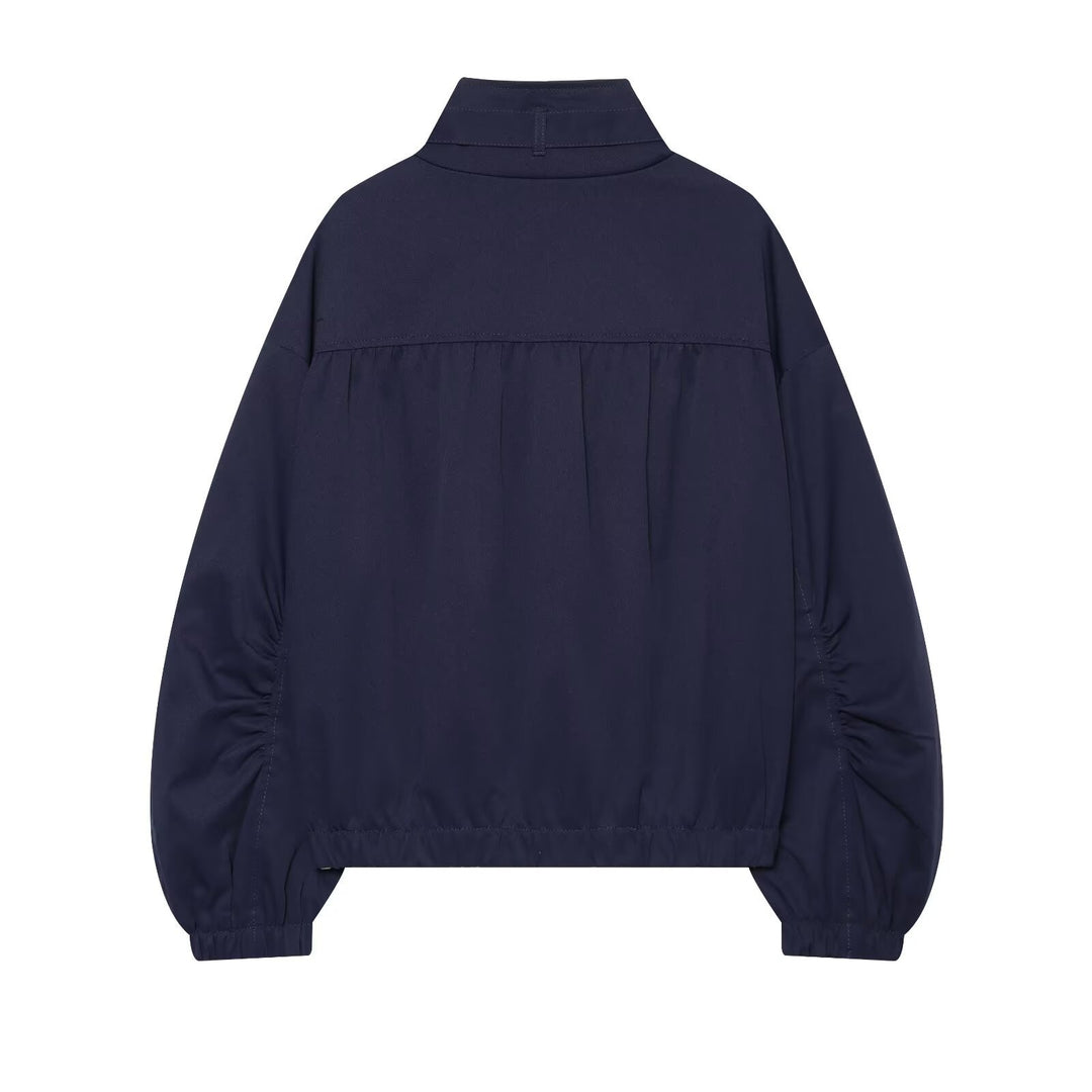 Damen Kurzer Nylon-Blouson mit hohem Stehkragen und gerafften Ballonärmeln Nord Taschen