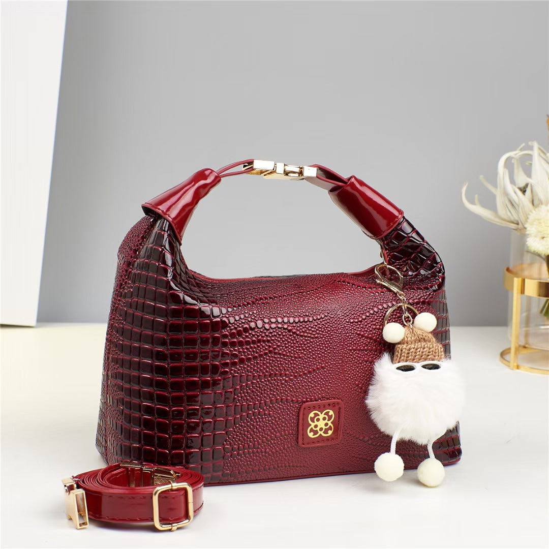 Damen Handtasche mit strukturiertem Krokodilleder und abnehmbarem Tragegurt Nord Taschen