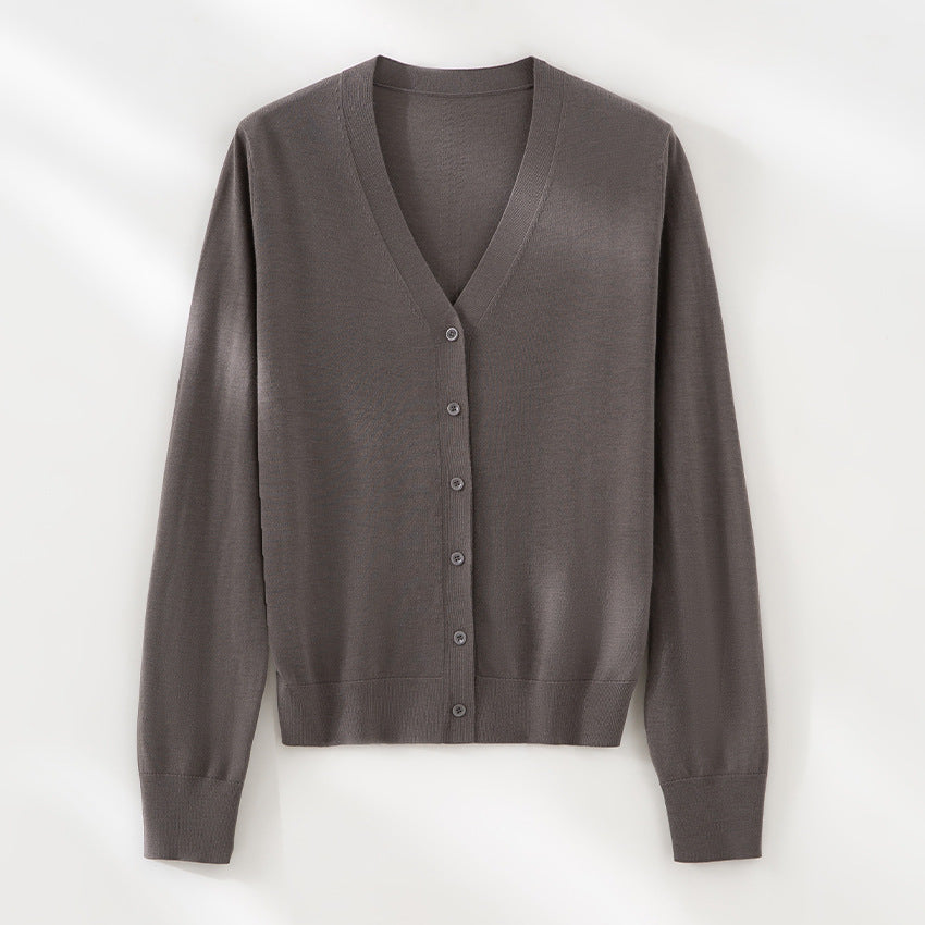 Damen Feinstrick-Cardigan mit V-Ausschnitt, Knopfleiste und Rippbündchen Nord Taschen