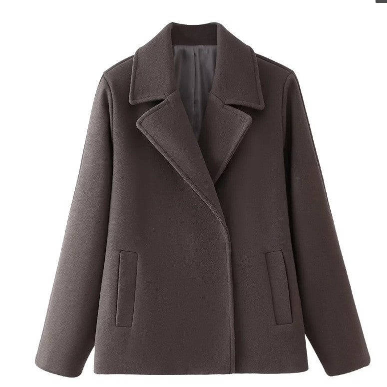 Damen 600+ kurzer oversized Wollmix‑Mantel mit weitem Schnitt und Reverskragen Nord Taschen
