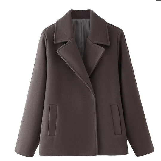 Damen 600+ kurzer oversized Wollmix‑Mantel mit weitem Schnitt und Reverskragen Nord Taschen