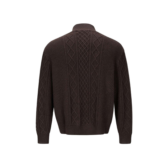 Herren Strickcardigan mit Zopfmuster, Stehkragen und knöpfbarer Front Nord Taschen