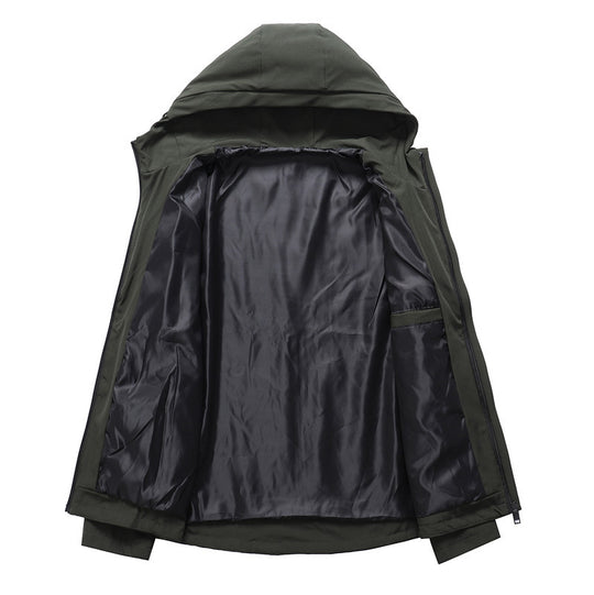 Herren Tech-Softshelljacke mit Kapuze, winddichter Membran und verdeckten Multifunktionstaschen Nord Taschen