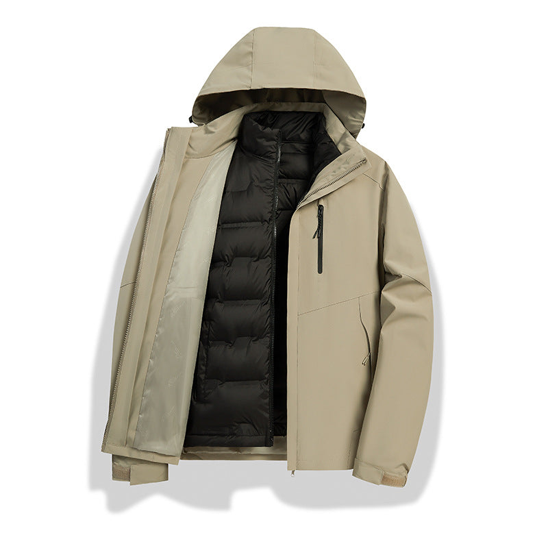 Damen 2-in-1 wasserdichte Winterjacke mit abnehmbarer Daunen-Innenweste Nord Taschen