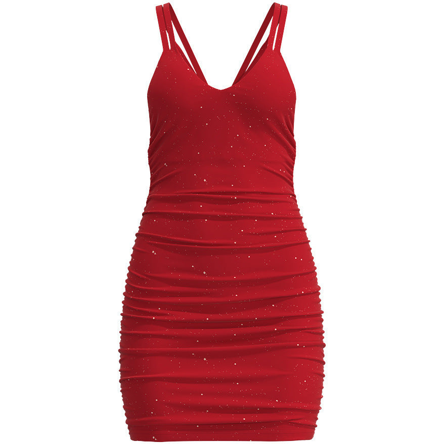 Damen figurbetontes Glitzerkleid mit Spaghettiträgern