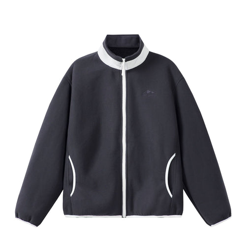Unisex Oversize Fleece-Zipjacke mit Stehkragen und Kontrastpaspel Nord Taschen