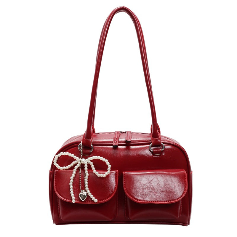 Damen modische Handtasche mit perlenbesetztem Anhänger und praktischen Fächern Nord Taschen