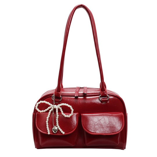 Damen modische Handtasche mit perlenbesetztem Anhänger und praktischen Fächern Nord Taschen