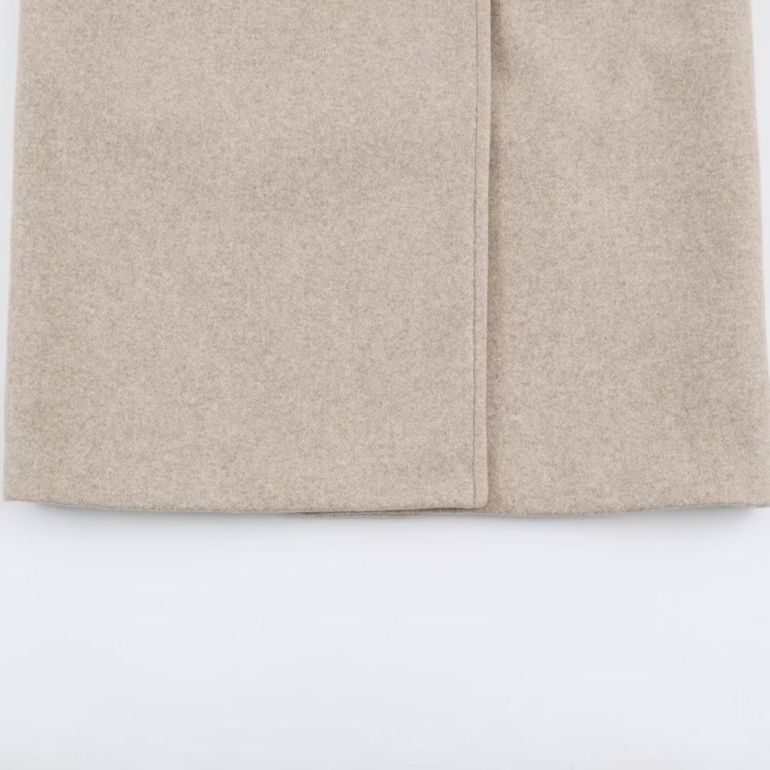 Damen Midilanger Wollmix-Doppelreihenmantel mit weitem Revers und Eingrifftaschen Nord Taschen
