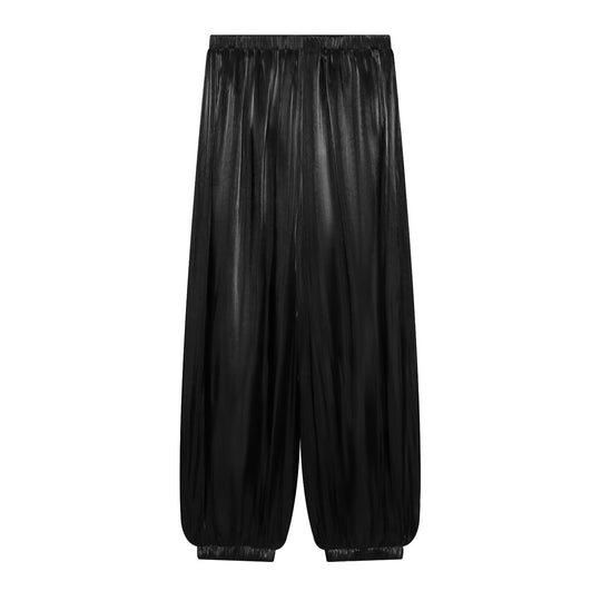 Damen Plissierte glänzende High‑Waist Palazzo-Jogger Nord Taschen