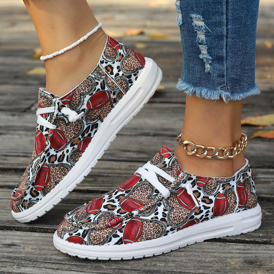 Damen Low‑Top Sneakers im Animal‑Mix mit Schnürung und gepolstertem Komfortfußbett Nord Taschen