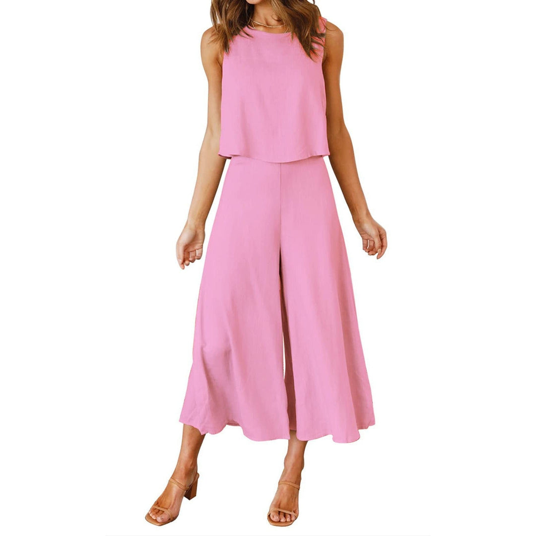 Damen luftiges Zweiteiler-Set mit ärmellosem Top und fließender Weithose Nord Taschen