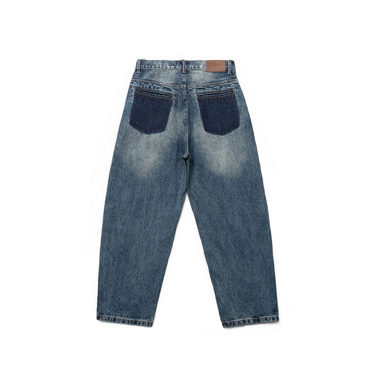 Damen Hochtaillierte Straight-Jeans im Retro-Workwear-Stil mit geradem Bein Nord Taschen