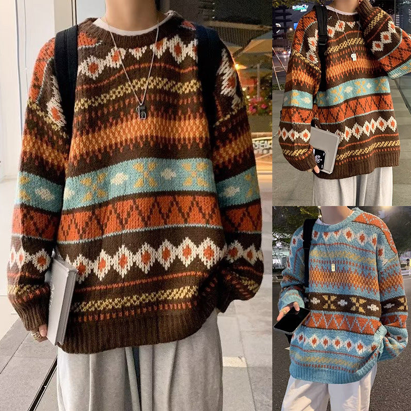 Damen Gemütlicher Grobstrickpullover mit grafischem Muster Nord Taschen