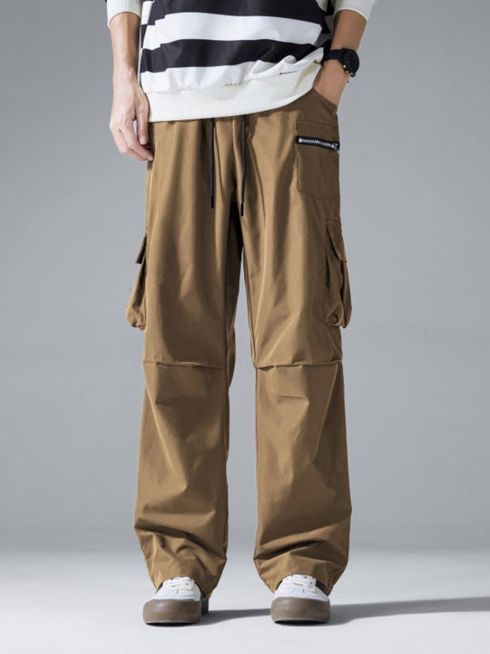 Herren Weite Cargo‑Hose im Baggy‑Cut mit Tunnelzugbund, Zipper‑Tasche & Klappfächern Nord Taschen