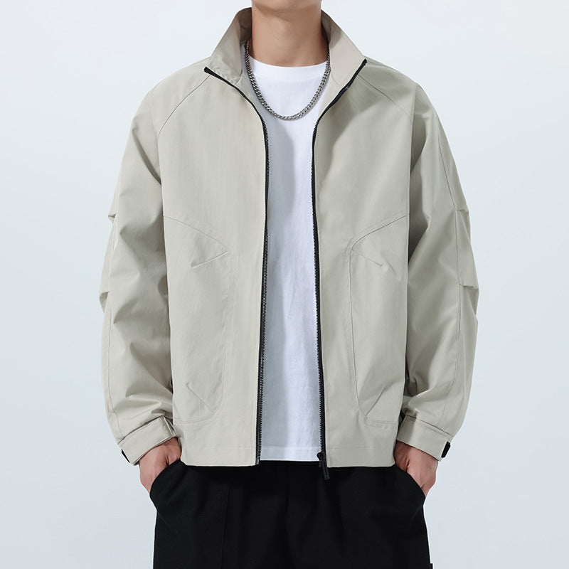 Herren Leichte Utility-Übergangsjacke mit Stehkragen, Raglanärmeln und verstellbaren Klettbündchen Nord Taschen