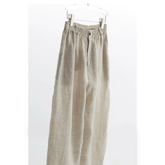 Damen Weit geschnittene Leinenhose Nord Taschen