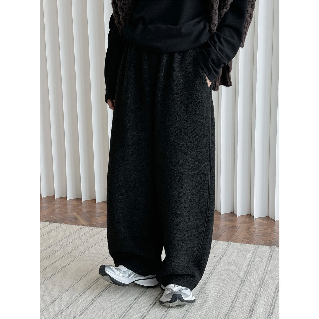 Damen Weite Teddy-Fleece Palazzo-Hose mit hohem Elastbund und Eingrifftaschen Nord Taschen