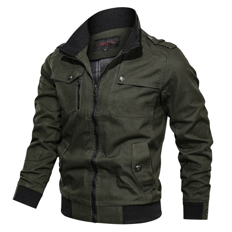Herren robuste Canvas-Pilotenjacke mit Schulterepauletten, Rippbündchen und Multifunktions-Taschen Nord Taschen