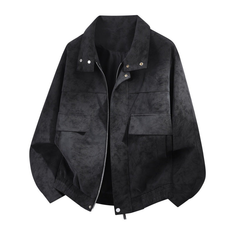 Herren Oversize Field-Bomberjacke im Velours-Look mit Frontklappen, verdecktem Zwei-Wege-Reißverschluss & verstärktem Stehkragen Nord Taschen