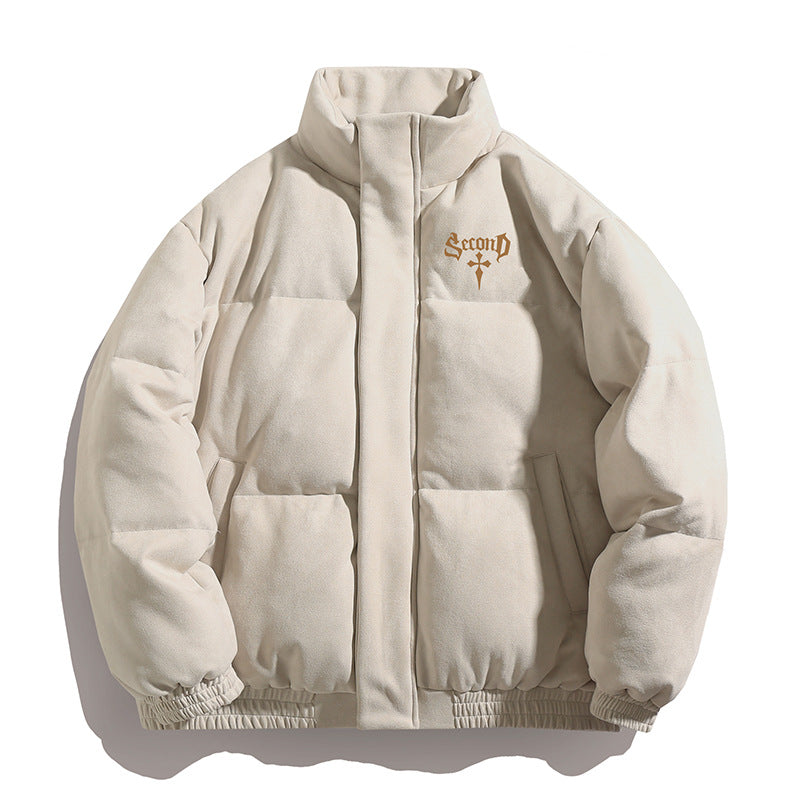 Unisex Wattierte Jacke mit Veloursoberfläche, hohem Stehkragen und verdecktem Reißverschluss Nord Taschen