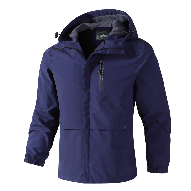 Herren Wasserdichte Softshell-Regenjacke mit Kapuze, Brust-Reißverschluss und Fleece-Innenkragen Nord Taschen